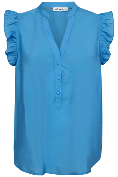 CO'COUTURE TOP CALLUM FRILL CLEAR BLUE