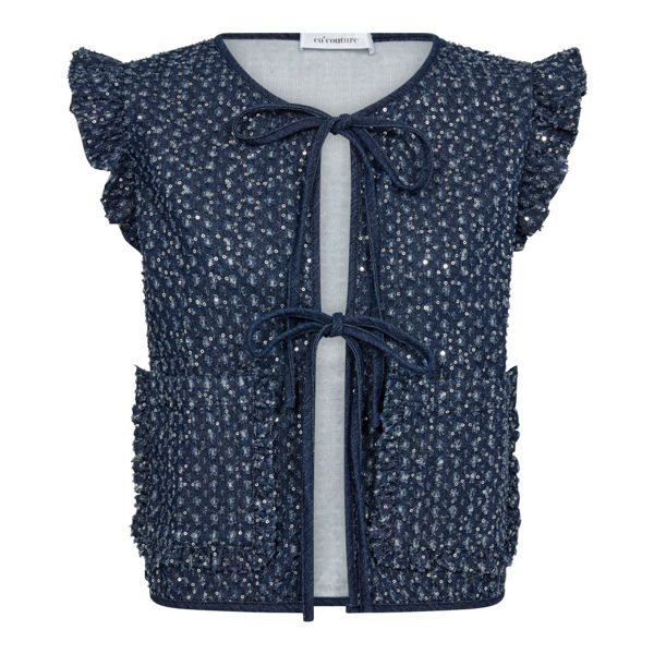 CO'COUTURE VEST SEQUIN DENIM BLUE