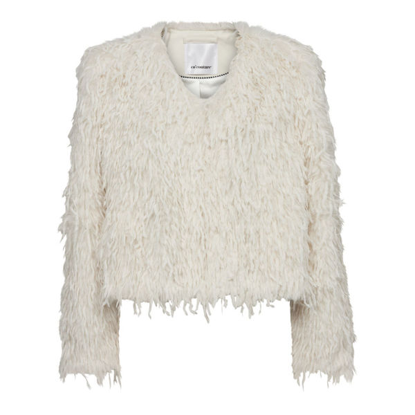 CO'COUTURE JAKKE FEATHER FAUX FUR OFF WHITE