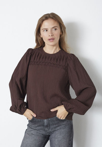CCSHINA PINTUCK BLUSE BROWN