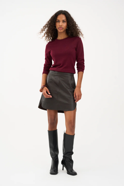 IVY KYLIE LEATHER SKIRT BROWN