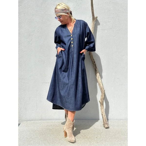 GASPAR Mumbai Denim Dress BLUE