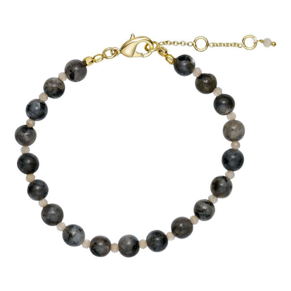 ESTELLE GEMSTONE BRACELET, LARVIKITE / GREY MOONST