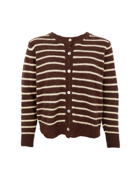 BCDELL STRIPED CARDIGAN MOCCA