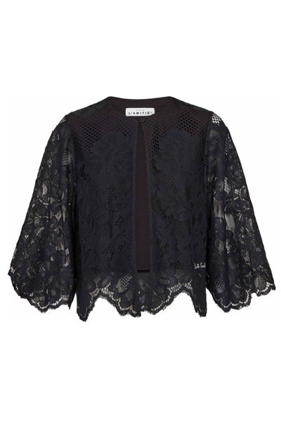 HLCurvey Lace Hem Bolero BLACK