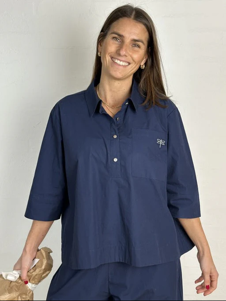 GP Porto Poplin Blouse DARK BLUE