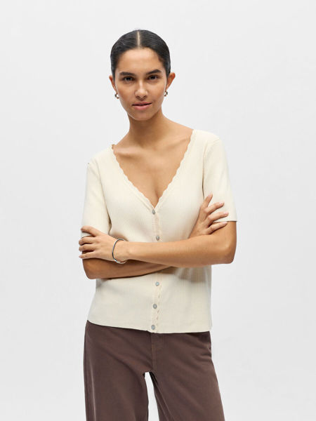 OBJKELLY V-NECK CARDIGAN BIRCH