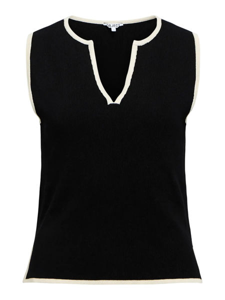 OBJVIVA  V-NECK KNIT TOP BLACK