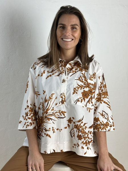 GP-Porto print blouse WHITE