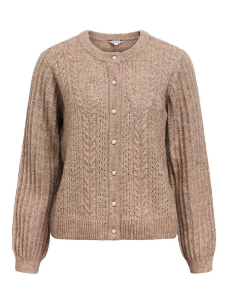 OBJFLORA  KNIT CARDIGAN TAUPE