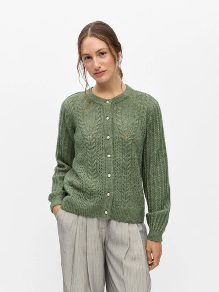 OBJFLORA  KNIT CARDIGAN GREEN