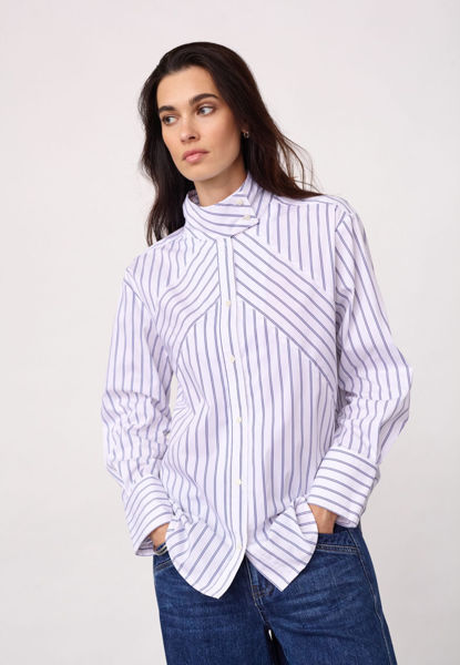 CC Somo Stripe Funnel Neck Shirt
