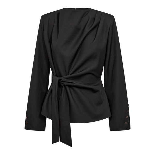 CCLUNA PLEAT TIE BLOUSE BLACK